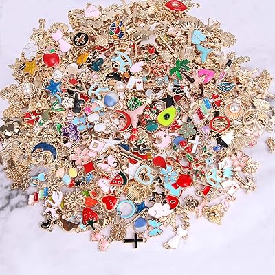 SANNIX 350Pcs Bracelet Charms Jewelry Making Charms Assorted Gold Plated  Enamel Pendants for DIY Necklace Bracelet Earring Craft Supplies