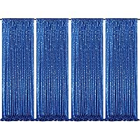 4 Pack Royal Blue Curtains 2ftx8ft Sequin Backdrop Drapes for Birthday Wedding Party Photo Backdrop Decorations