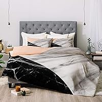 Emmanuela Carratoni Marble Collage with Pink Comforter Set with Pillow Shams, Full/Queen, Black & White
