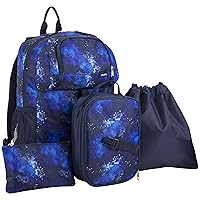 Fuel Everyday 4-Piece Combo Backpack with Lunch Box, Pencil Case and Shoe Pouch - Navy Blue/White/Galaxy Print