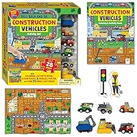 Pull-back-and-go: Construction - 28-piece Floor Puzzle - Play Mat - Coloring and Activity Book - 6 Pull and Go Cars - Activity Set for Kids Aged 3 to 6