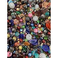 Assorted Glass Beads for Jewelry Making, DIY Lamp Work, Arts and Crafts, and Decorative Hobby Artistry, Colorful Crystal Assortment Bulk Mix, 4-18mm, Half Pound