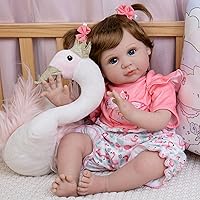 Realistic Baby Doll 22-Inch Lifelike Newborn Baby Doll Soft Cloth Body Real Life Baby Dolls with Clothes and Toy Accessories, Ideal Christmas Birthday Gift Set for Kids Age 3+