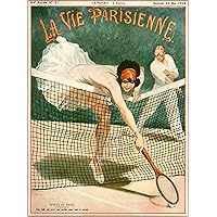 1926 La Vie Parisienne Effets ET Poses Playing Tennis French Nouveau from a Magazine France Vintage Travel Advertisement Art Picture Poster Print. Measures 10 x 13.5 inches