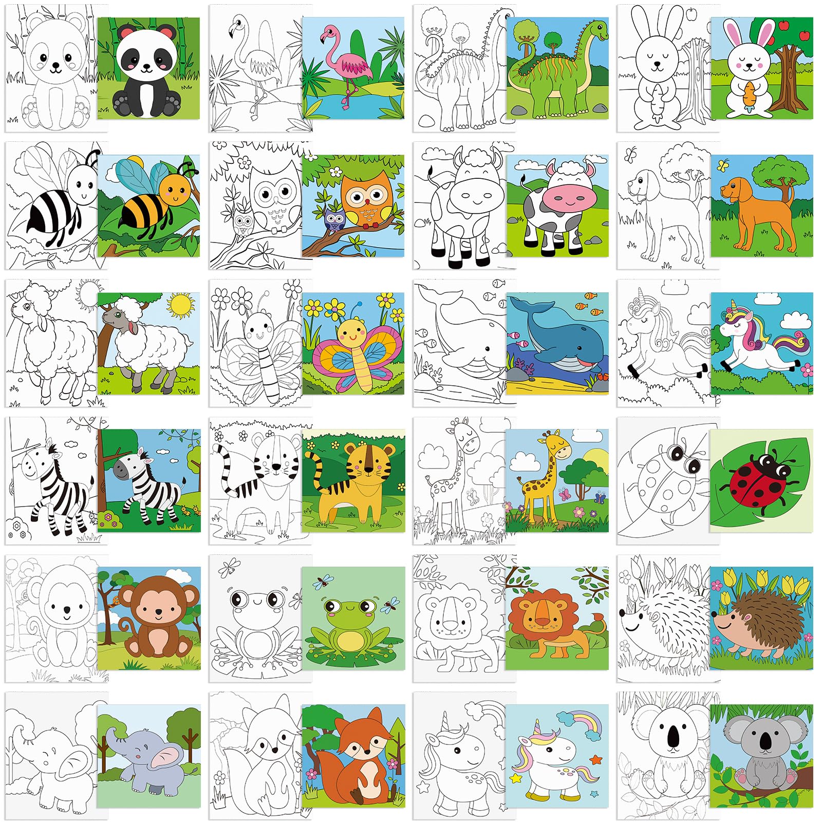 Sherr 24 Pcs Pre Printed Canvas Pre Drawn Canvas 8 x 10 Inch Canvas Painting Set for Kids Canvas Panels Paint Art Set Theme Canvas Painting for Party Favor