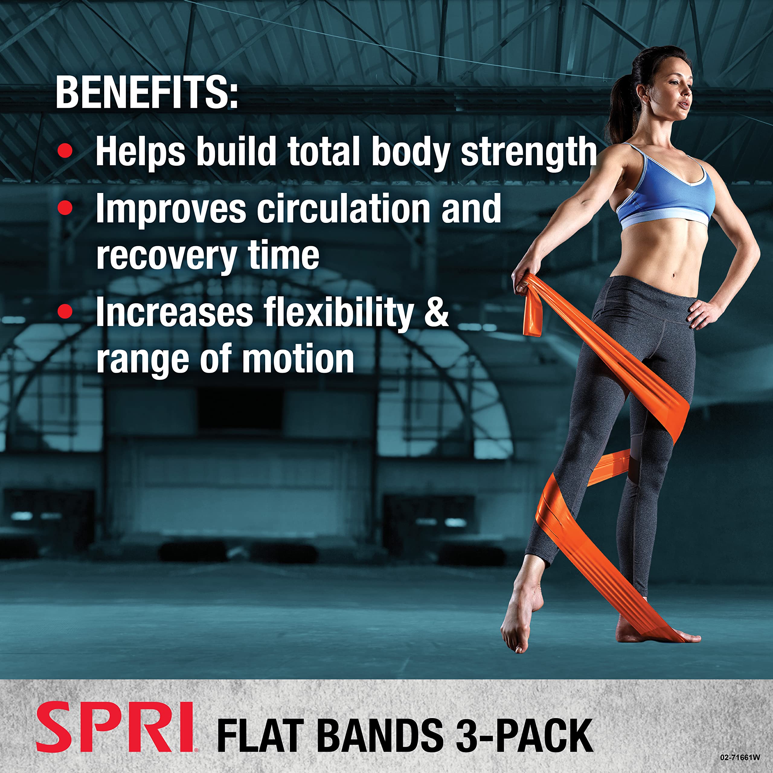 SPRI Flat Bands 3-Pack - Resistance Band Kit Set with 3 Levels of Resistance - Exercise Bands for Strength Training, Flexibility, & Body Workout - Versatile Fitness Tool - Light, Medium, and Heavy