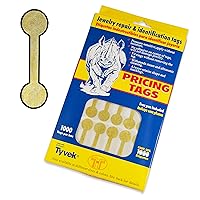500 Gold Tyvek Long Dumbell Jeweller Repair, Price and Identification Tags - 1 7/8 x 1/2