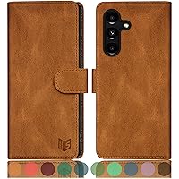 SUANPOT for Samsung Galaxy S24 5G Wallet case with RFID Blocking Credit Card Holder,Flip Book PU Leather Protective Cover Women Men for Samsung S24 Phone case Light Coffee