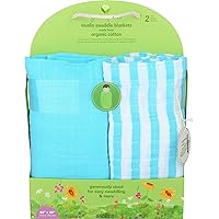 green sprouts Muslin Swaddle Blankets made from Organic Cotton | Generously sized for easy swaddling | Super soft & softer with every wash , 2 Count (Pack of 1)