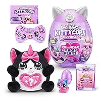 Rainbocorns Kittycorn Surprise Series 2 (Black Cat) by ZURU, Collectible Plush Stuffed Animal, Surprise Egg, Sticker Pack, Slime, Ages 3+ for Girls, Children