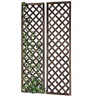 MyGift Brown Wood Wall Hanging Large Garden Trellis for Climbing Plants Outdoor with Lattice Design,Set of 2