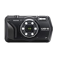 RICOH WG-6 Webcam Black Waterproof Camera 20MP Higher Resolution Images 3-inch LCD Waterproof 20m Shockproof 2.1m Underwater Mode 6-LED Ring Light for Macro Photography