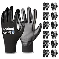 toolant Men's XXL Nitrile Coated Work Gloves, Black, 12 Pairs