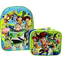 Ruz Disney Kids School Backpack with Lunch Box Set. 2 Piece 15” Book Bag and Lunch Box Bundle (Toy Story)