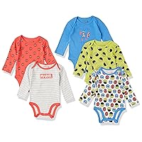 Amazon Essentials Disney | Marvel | Star Wars Unisex Babies' Long-Sleeve Bodysuits-Discontinued Colors, Pack of 5