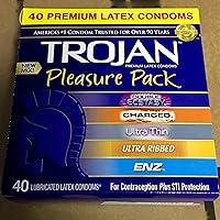 Trojan Pleasure Pack Premium Lubricated Latex Condoms, 40 Count (Fire & Ice)