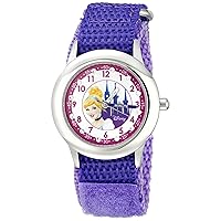 Disney Kids' W000389 Cinderella Glitz Stainless Steel Time Teacher Purple Velcro Strap Watch