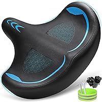 Oversized Bike Seat for Men Women Comfort, Extra Wide Soft Bicycle Seat Cushion with Comfortable Wing Padded, Large Replacement Bike Saddle for Peloton Bike, Stationary Exercise Bike, City Bike, Ebike