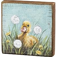 Home Décor Block Sign - Baby Duckling with Dandelion Wishes