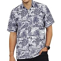 LA LEELA Mens Hawaiian Shirts Short Sleeve Button Down Shirt Men's Party Shirts Summer Beach Holiday Tropical Shirts for Men