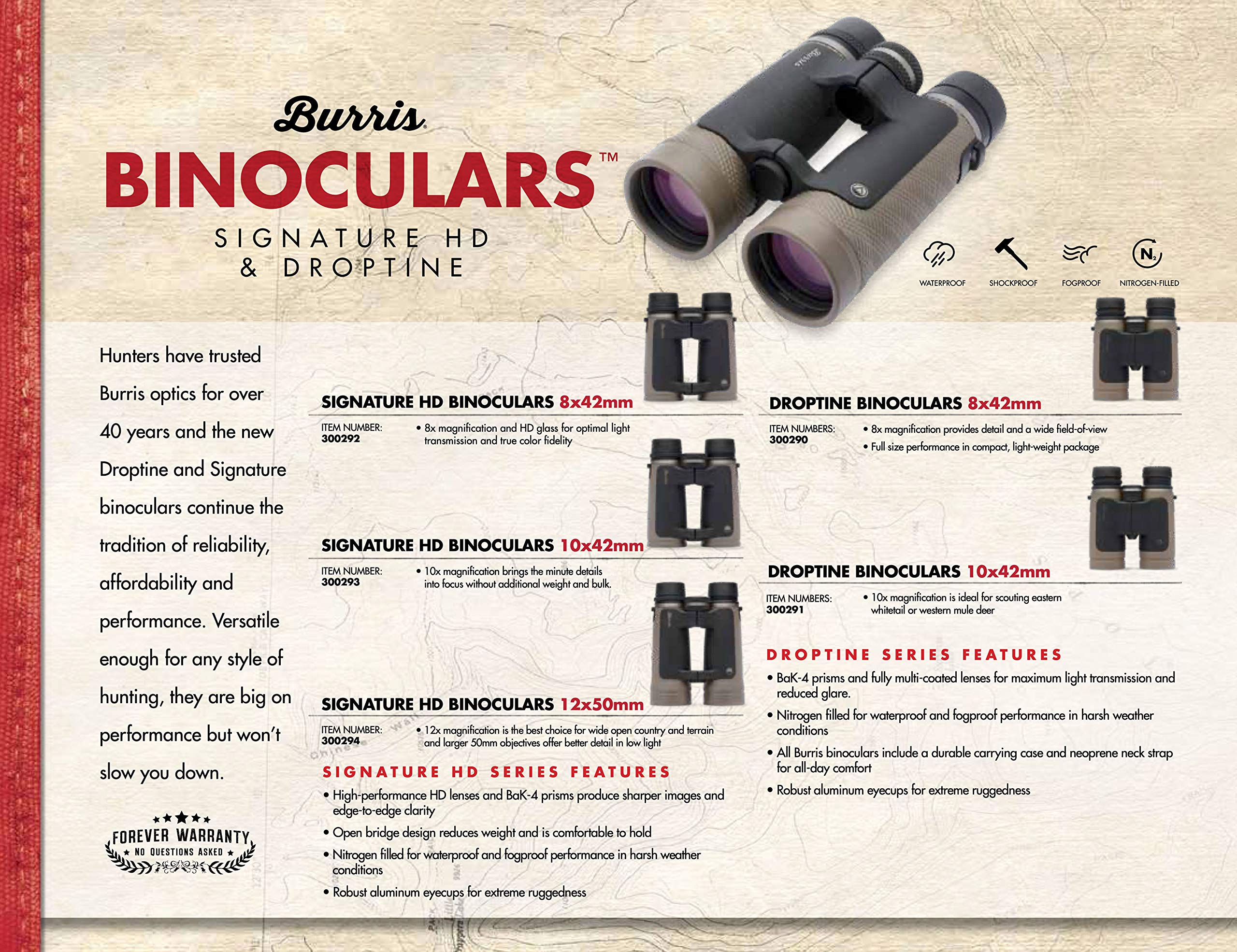 Burris Droptine Binoculars, Versatile Lightweight Performance Hunting Optics