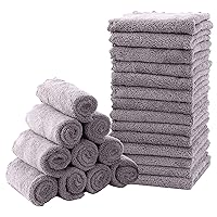 MOON PARK Baby Washcloths, 24 Pack - 8x8 Inches, Small Burp Cloths and Baby Wipes - Microfiber Coral Fleece Ultra Absorbent and Soft for Newborn, Infant and Toddlers - Grey