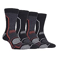 4 Pack Mens Moisture Wicking Padded Hiking Socks with Arch Support