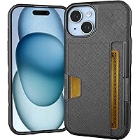 Smartish iPhone 15 Wallet Case - Wallet Slayer Vol. 2 [Slim + Protective] Credit Card Holder with Kickstand - Drop Tested Hidden Card Slot Cover Compatible with Apple iPhone 15 - Black Tie Affair