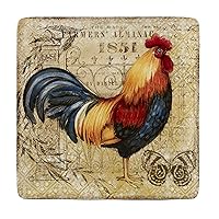 Certified International 23657 Gilded Rooster Square Platter Ceramic Serveware, One Size/12.5