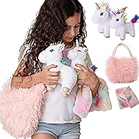 Perfectto Unicorn Stuffed Animal Set for Girls - Plush Toy, Bag and Blanket Gift for Ages 3-8