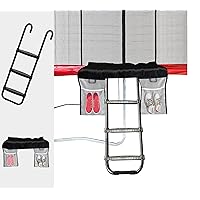 Eurmax USA Universal Easy-to-Assemble Trampoline Ladder, 3 Steps with Wide Steps, Trampoline Storage Bag, 220 lbs Capacity Trampoline Accessories for Children Kids, Black