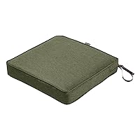Classic Accessories Montlake Water-Resistant 19 x 19 x 3 Inch Square Outdoor Seat Cushion, Patio Furniture Chair Cushion, Heather Fern Green, Outdoor Cushion Cover