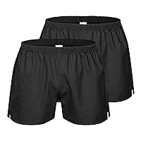 Men's Casual Trousers, Pack of 2, Breathable & Comfortable, Sports Trousers with Elastic Waist Made of 100% Cotton, Shorts with Back Pocket for Fitness, Training, Outdoor & Everyday Wear