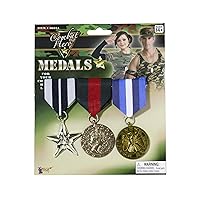 Forum Novelties Standard Costume Accessory Military Medals, Set of 3, As Shown, One Size
