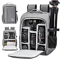 Camera Bag for DSLR/SLR Cameras，Camera Backpack Waterproof for Photographers Grey L