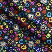 Soimoi Black Polyester Georgette Fabric Clipart Fabric Prints by Yard 52 Inch Wide