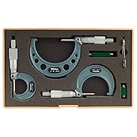 Mitutoyo 103-929 Outside Micrometer Set with Standards, Ratchet Stop, 0-3