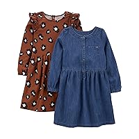 Simple Joys by Carter's Toddlers and Baby Girls' Long-Sleeve Dress Set, Pack of 2