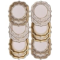 TALKING TABLES PARTY PORCELAIN GOLD Pack of 12 Vintage Porcelain Style Medium Paper Plates | 3 Designs | Unique, Glamorous, Elegant, Disposable | For Weddings, Anniversary, Afternoo, 8