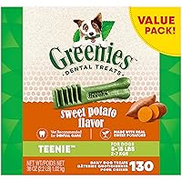 Greenies Teenie Natural Dog Dental Treats, Sweet Potato Flavor, 36 oz. Pack (130 Treats)