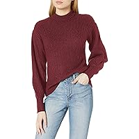 Jessica Simpson Women's Addison Puff Long Sleeve Pullover Sweater, Tawny Port, X-Small