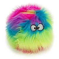 goDog Furballz Squeaky Plush Ball Dog Toy, Chew Guard Technology - Rainbow, Medium