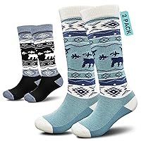 Socks Daze 2 Pack Kids Merino Wool Blend Ski Socks Knee High Winter Warm Snowboard Skating Socks for Boys Girls Toddler