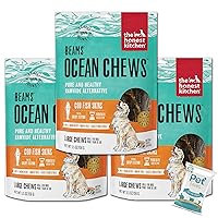 The Honest Kitchen (3 Pack) Cod Ocean Chews Grain Free Dog Chew Treats – Natural Human Grade Dehydrated Fish Skins (5.5 oz Each) with 10ct Pet Faves Wipes