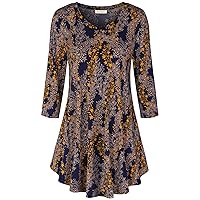 BAISHENGGT Women's V Neck 3/4 Sleeve Tunic Tops for Leggings Casual Dressy T-Shirts Blouses