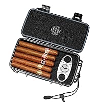 SEMKONT Travel Cigar Humidor Portable Travel Cigar Case with 4