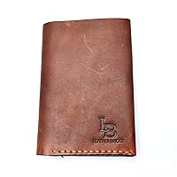 LeatherBrick Short Book Style Bi-Fold Wallet | Pure Leather Wallet | Handmade Leather Wallet | Crazy Horse Leather | Saddle Tan Color