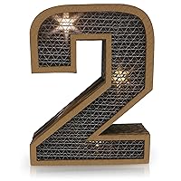 LED Light Paper Marquee Number Decor - Number 2 - Wall Design with Battery Operated Lights - Large Decorative Number Lights for Bedroom, Kids Room, Living Room - Birthday Party Decoration