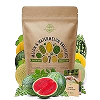 Organo Republic 7 Melon & Watermelon Seeds Variety Pack for Planting Indoor/Outdoor 420+ Non-GMO Heirloom Fruit Garden Growing Seeds: Sugar Baby, Crimson Sweet Watermelon, Canary & Honeydew Melon