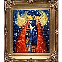 ArtistBe overstockArt Angels II-Framed Oil Reproduction of an Original Painting by Justyna Kopania, Bronze, 34 in x 30 in